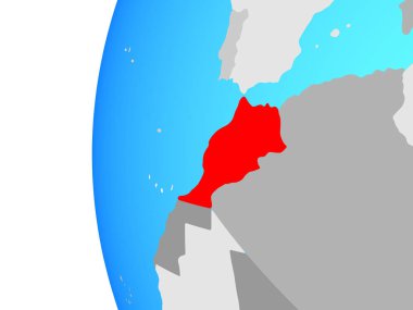 Fas mavi siyasi dünya üzerinde. 3D çizim.