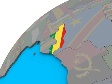 Kongo 3d dünya üzerinde ulusal bayrak ile. 3D çizim.