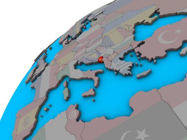 Karadağ ile 3d dünya Ulusal bayrağını. 3D çizim.