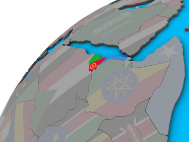 Eritre 3d dünya üzerinde ulusal bayrak ile. 3D çizim.