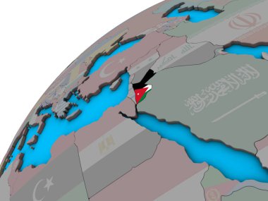 3d dünya Ulusal bayrağını Jordan'la. 3D çizim.