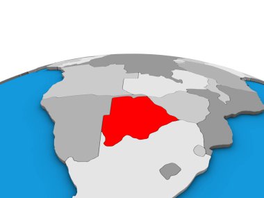 Botsvana siyasi 3d dünya üzerinde. 3D çizim.