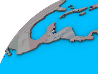 Belize ile 3d dünya Ulusal bayrağını. 3D çizim.