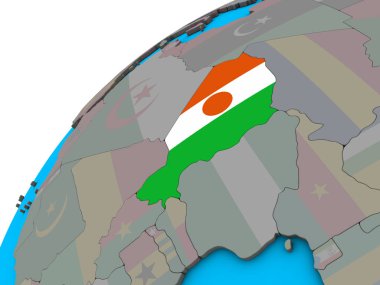 3d dünya üzerinde ulusal bayrak ile Nijer. 3D çizim.