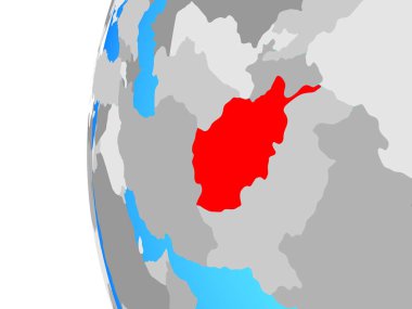 Afganistan mavi siyasi dünya üzerinde. 3D çizim.