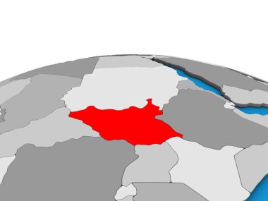 Güney Sudan siyasi 3d dünya üzerinde. 3D çizim.