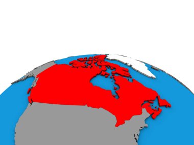 Kanada siyasi 3d dünya üzerinde. 3D çizim.