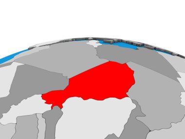 Nijer siyasi 3d dünya üzerinde. 3D çizim.