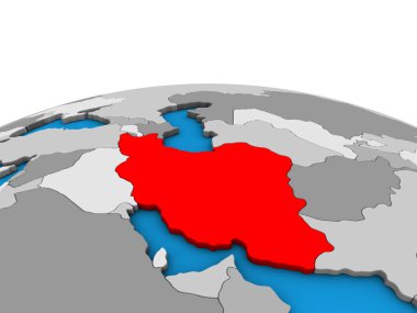 Iran siyasi 3d dünya üzerinde. 3D çizim.