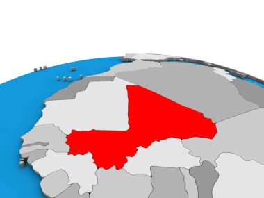 Mali siyasi 3d dünya üzerinde. 3D çizim.