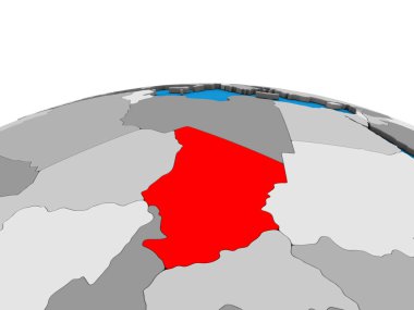 Chad siyasi 3d dünya üzerinde. 3D çizim.