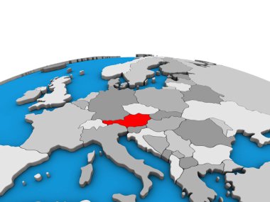 Avusturya siyasi 3d dünya üzerinde. 3D çizim.