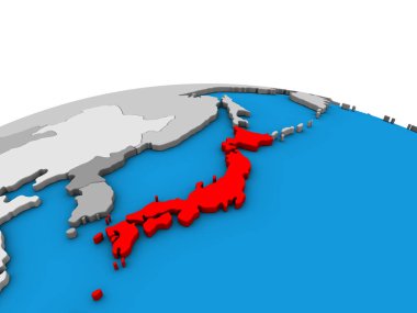 Siyasi 3d küre üzerinde Japonya. 3D çizim.