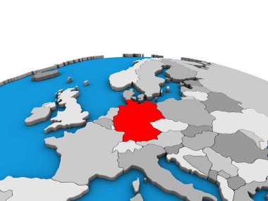 Almanya siyasi 3d dünya üzerinde. 3D çizim.