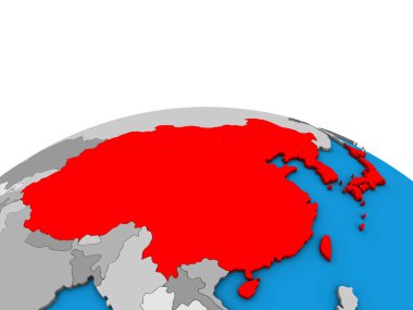 Doğu Asya siyasi 3d dünya üzerinde. 3D çizim.