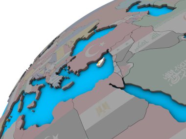 Kıbrıs Ulusal bayrağını 3d dünya ile. 3D çizim.