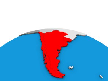 Southern Cone siyasi 3d dünya üzerinde. 3D çizim.