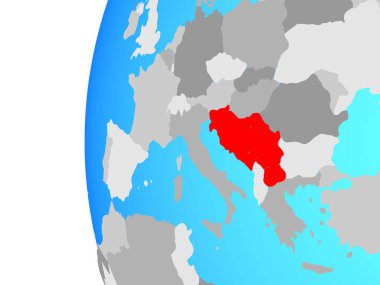Yugoslavya mavi siyasi dünya üzerinde. 3D çizim.