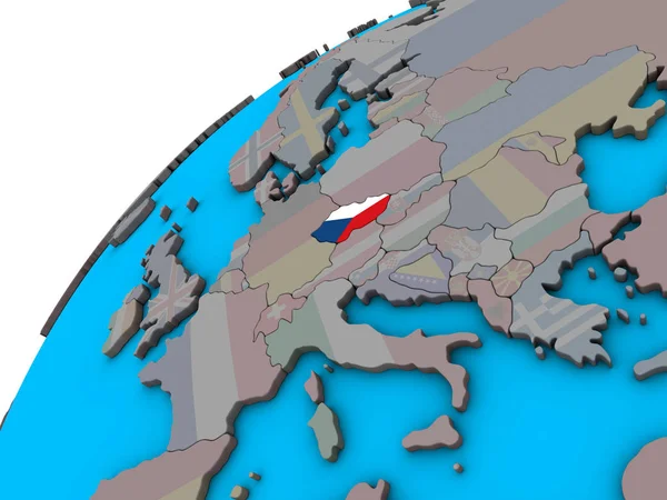 Чешская Республика Национальным Флагом Глобусе Иллюстрация — стоковое фото