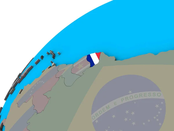 Французская Гвиана Национальным Флагом Глобусе Иллюстрация — стоковое фото