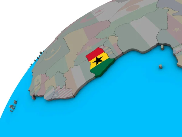 Ghana Avec Drapeau National Sur Globe Illustration — Photo