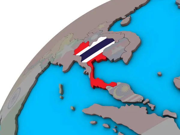 지구에 국기와 태국입니다 일러스트 — 스톡 사진