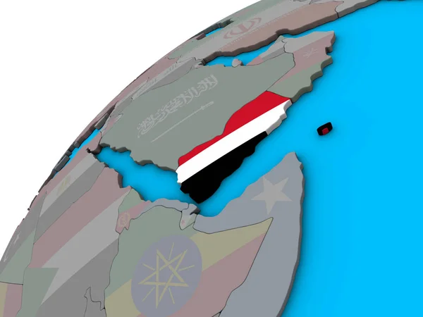 Yemen Con Bandera Nacional Globo Ilustración — Foto de Stock