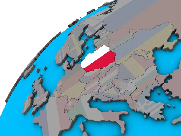 Polen Mit Nationalflagge Auf Dem Globus Illustration — Stockfoto