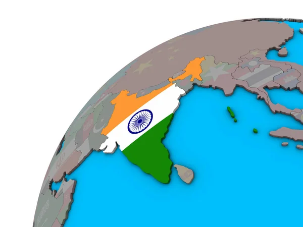 Ινδία Εθνική Σημαία Τρισδιάστατη Υδρόγειο Απεικόνιση — Φωτογραφία Αρχείου