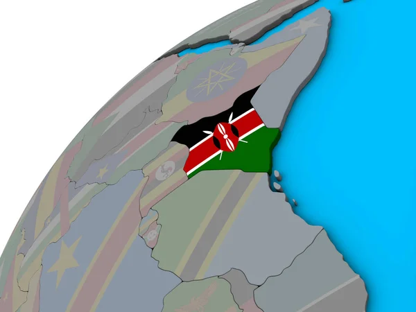 Kenia Met Nationale Vlag Globe Illustratie — Stockfoto