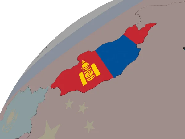 Mongolia Con Bandera Nacional Globo Ilustración —  Fotos de Stock