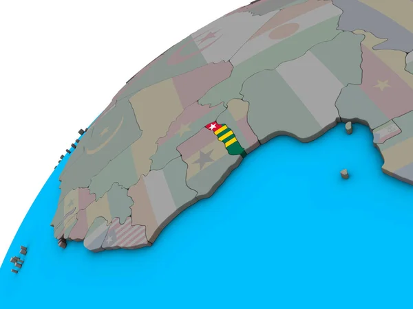 Togo Med Nasjonalflagg Globen Illustrasjon – stockfoto