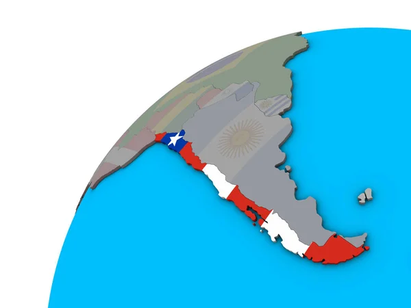 Chilei Nemzeti Zászló Földgömb Illusztráció — Stock Fotó
