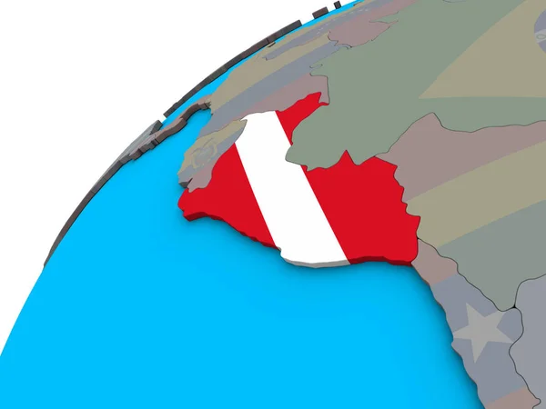 秘鲁与国旗在3D 地球上 — 图库照片