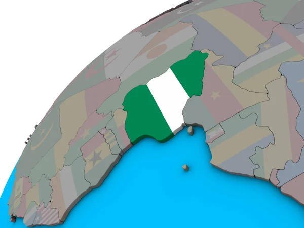 Nigeria Met Nationale Vlag Globe Illustratie — Stockfoto