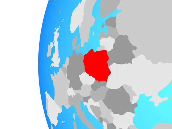 Lengyelország Kék Politikai Földgömb Illusztráció — Stock Fotó