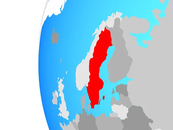 Švédsko Modré Politické Globe Obrázek — Stock fotografie