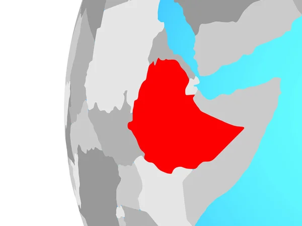 Äthiopien Auf Blauem Politischen Globus Illustration — Stockfoto