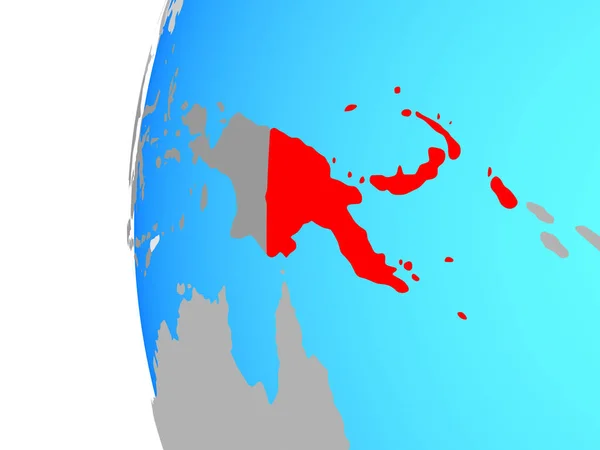 Papua Nowa Gwinea Niebieski Globus Polityczny Ilustracja — Zdjęcie stockowe