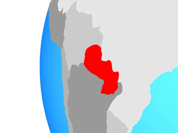 Paraguay Mavi Siyasi Dünya Üzerinde Çizim — Stok fotoğraf