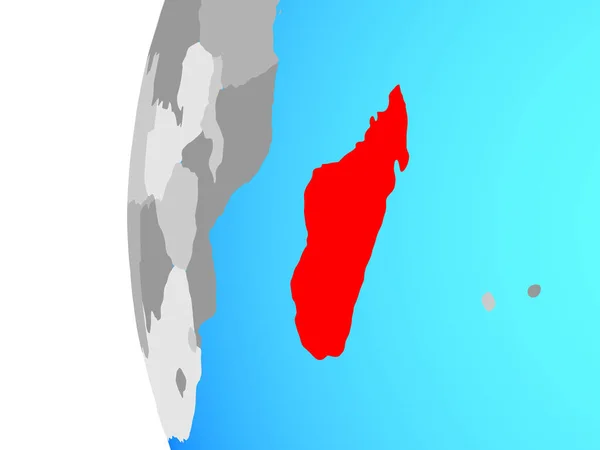 Madagaskar Niebieski Globus Polityczny Ilustracja — Zdjęcie stockowe