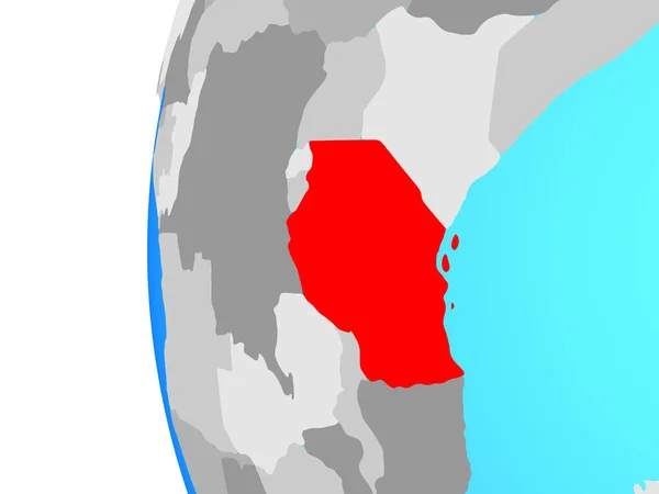 Tanzania Blå Politiska Jordglob Illustration — Stockfoto