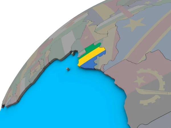 Габон Национальным Флагом Глобусе Иллюстрация — стоковое фото