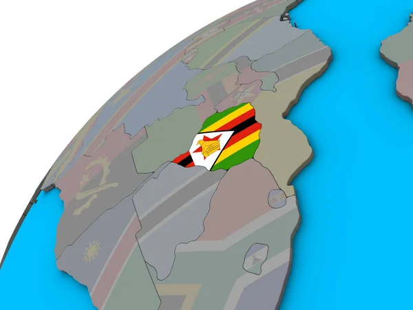 Zimbabwe Con Bandiera Nazionale Sul Globo Illustrazione — Foto Stock