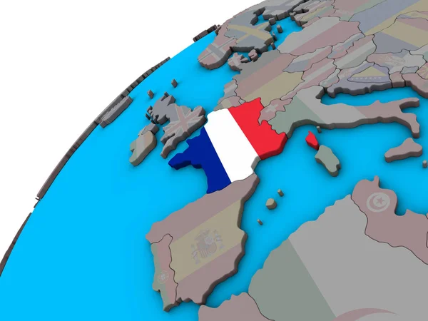 Francia Con Bandiera Nazionale Sul Globo Illustrazione — Foto Stock