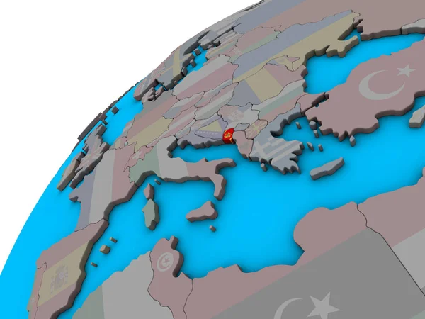 黑山与国旗在3D 地球上 — 图库照片