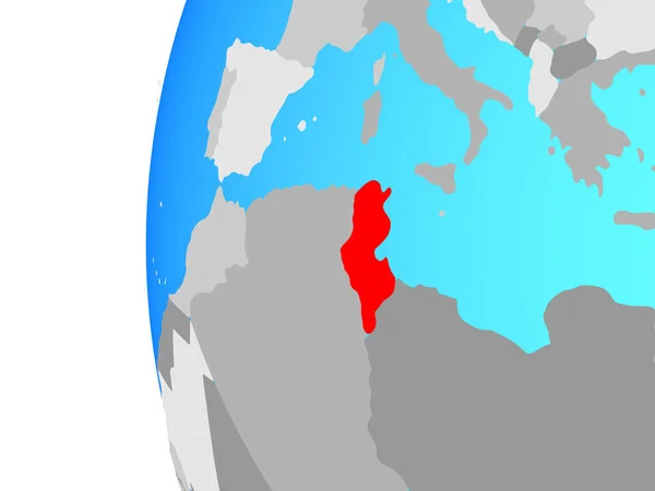 Tunézia Kék Politikai Földgömb Illusztráció — Stock Fotó