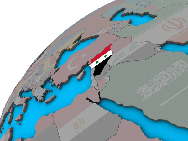 지구에 국기와 시리아입니다 일러스트 — 스톡 사진