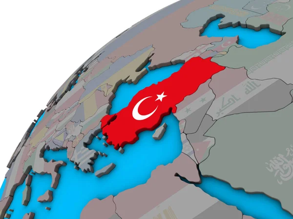 Turkey National Flag Globe Illustration — Stock Photo, Image