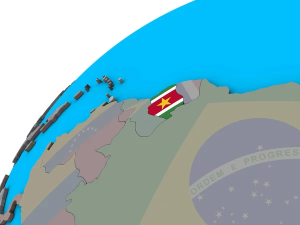 Surinam Con Bandera Nacional Globo Ilustración —  Fotos de Stock